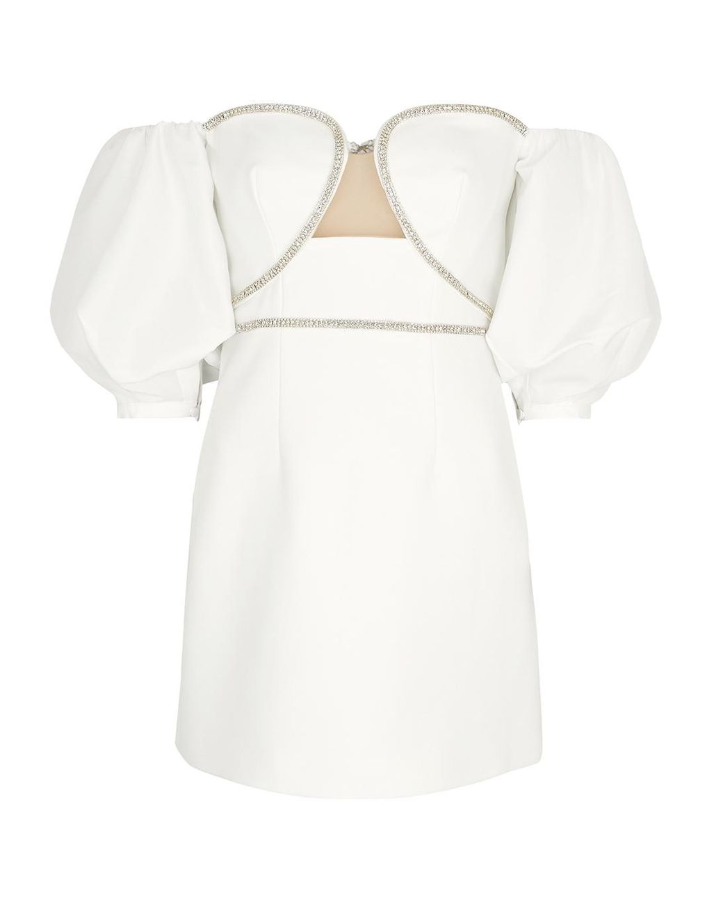 Self-Portrait Off-the-shoulder Embellished Mini Dress in White | Lyst