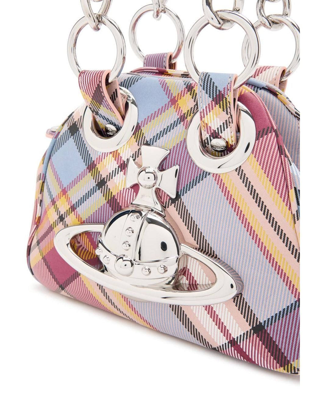Vivienne Westwood Archive Orb Checked Nubuck Shoulder Bag in White