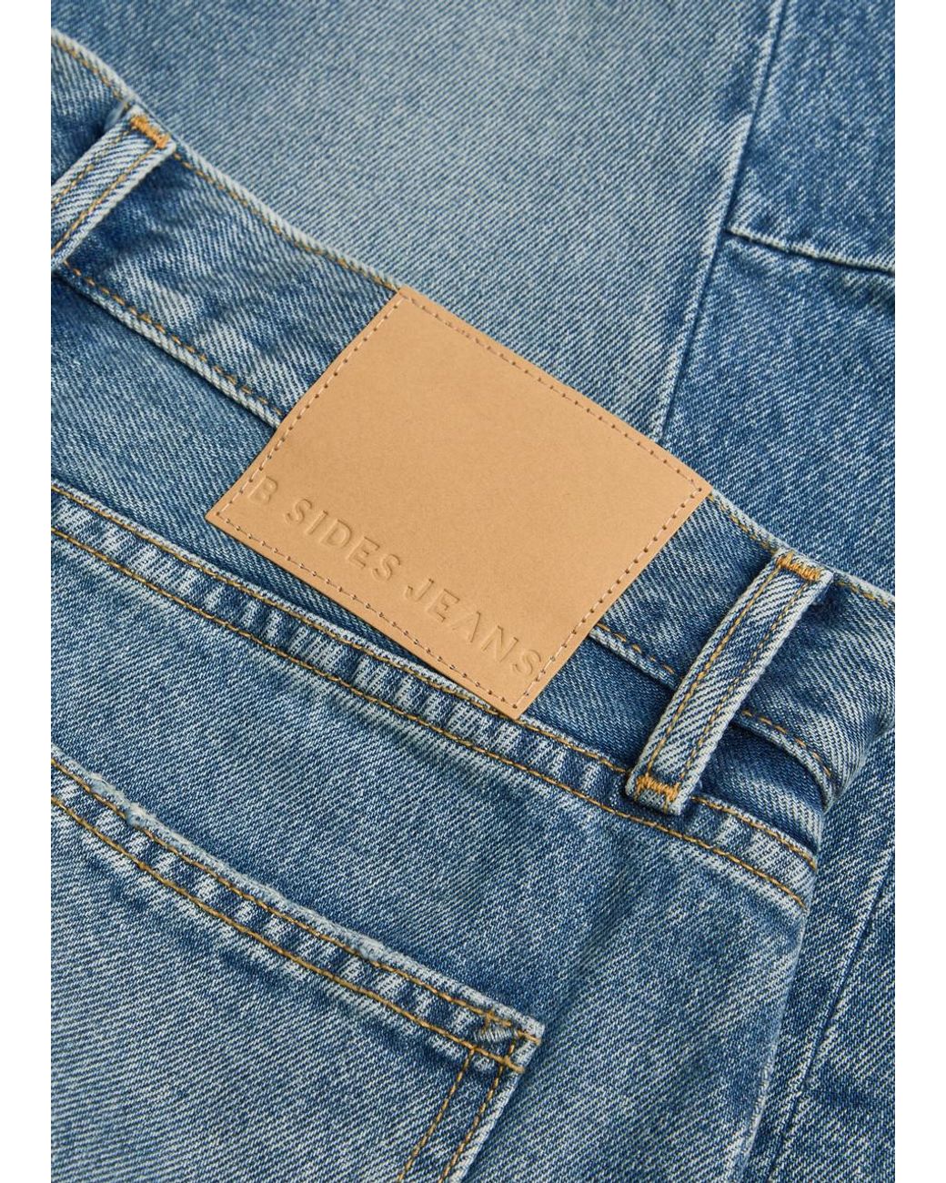 B Sides Blue Slim Lasso Structured Barrel-Leg Jeans