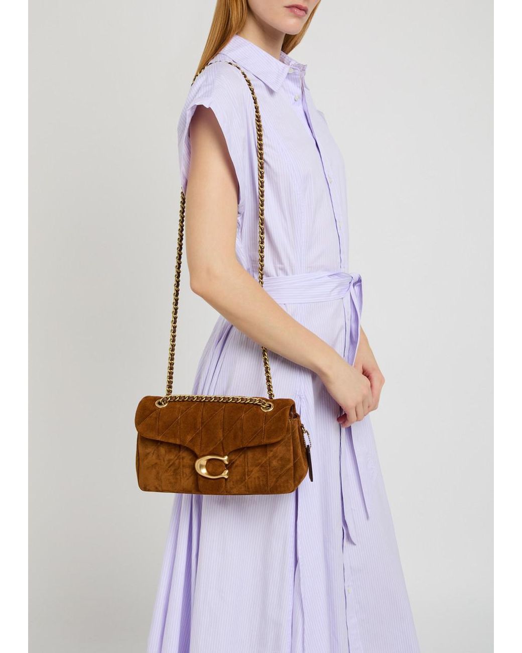 COACH Brown Tabby 26 Quilted Suede Shoulder Bag