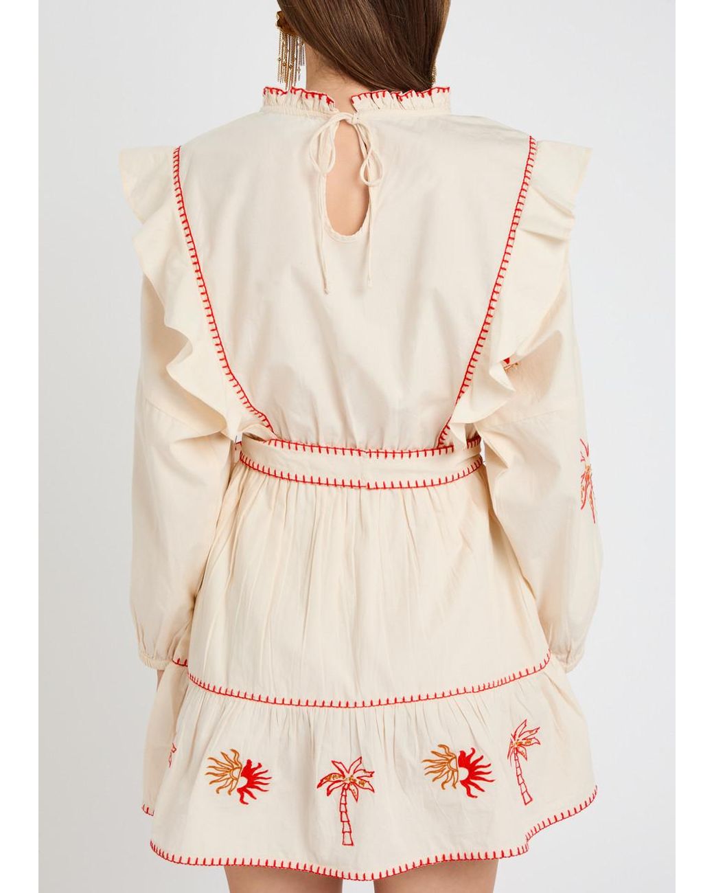 Never Fully Dressed Natural Pollenca Embroidered Cotton Mini Dress