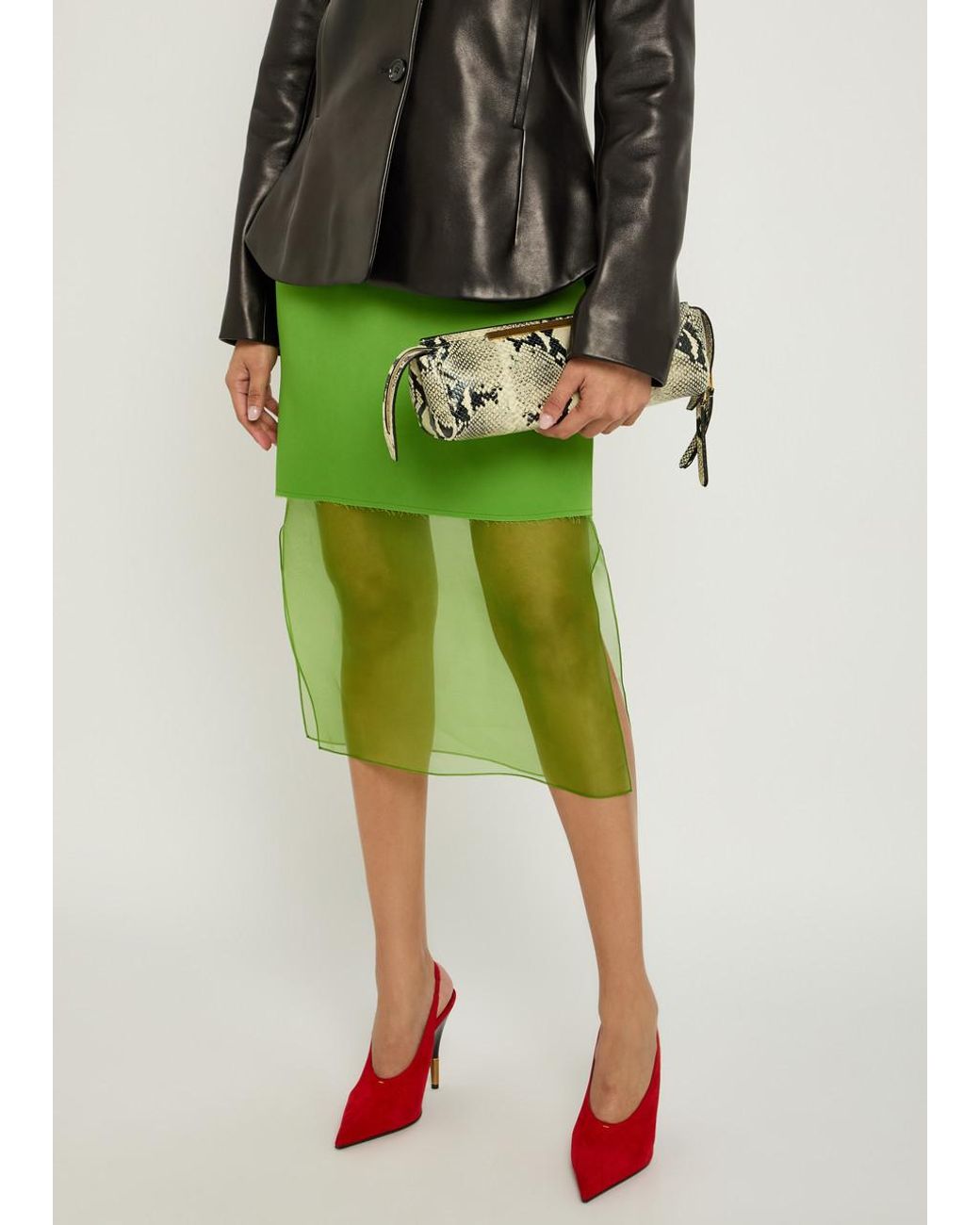 Khaite Natural Donna Snake-Effect Leather Clutch