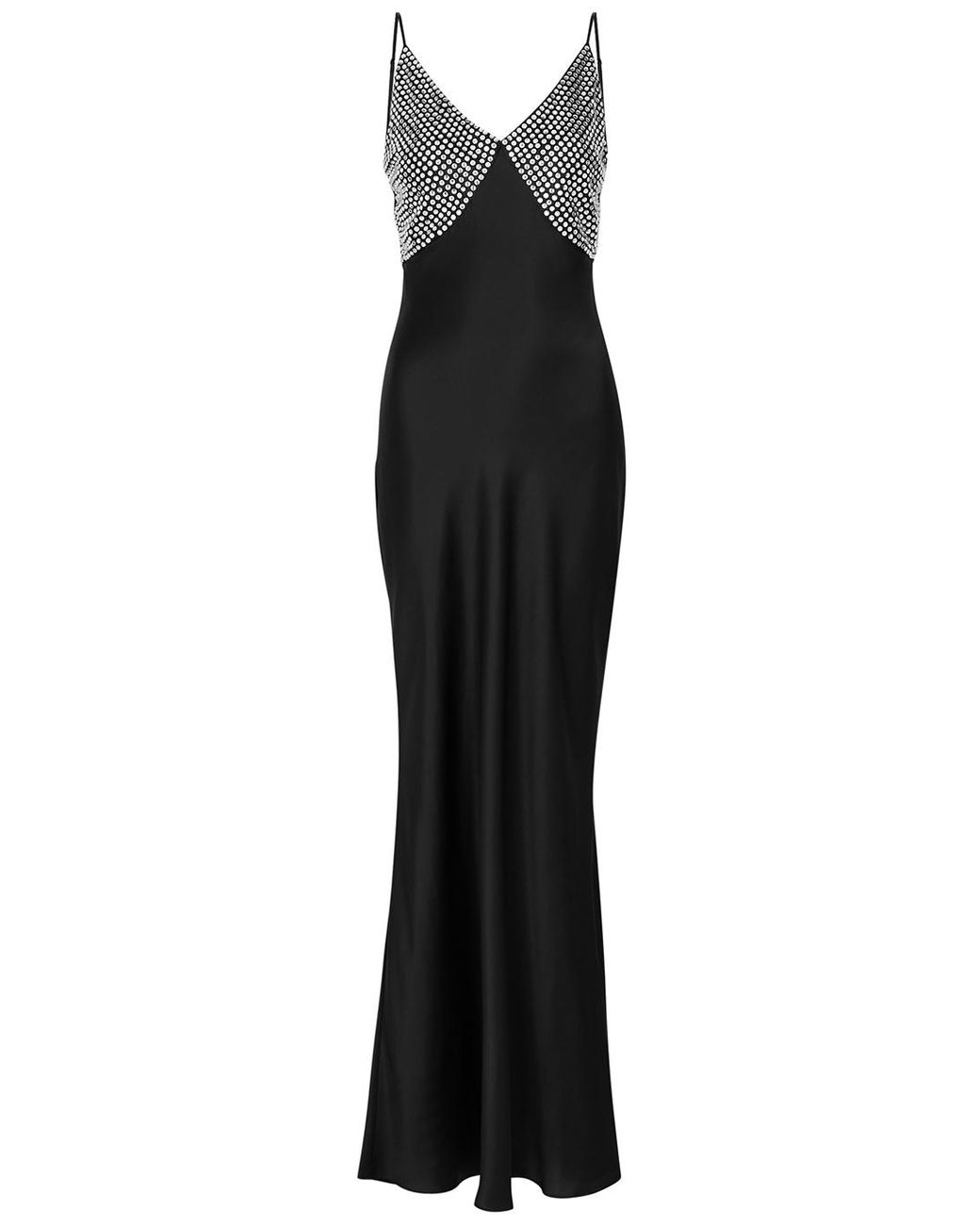De La Vali Moody Embellished Silk-satin Maxi Dress in Black | Lyst