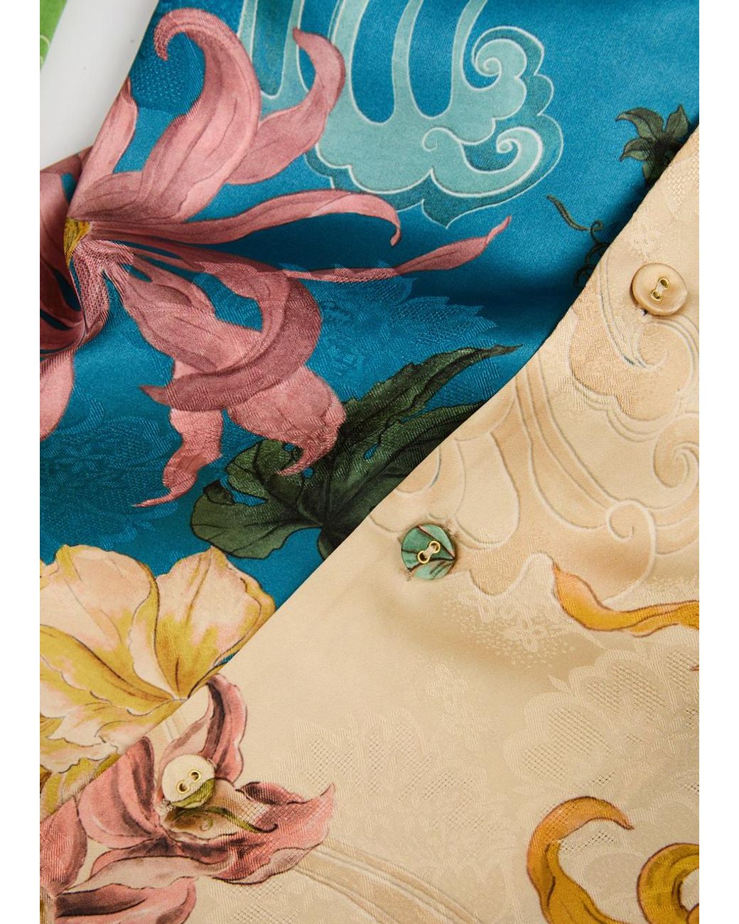 ALÉMAIS Green Avery Floral Satin Shirt