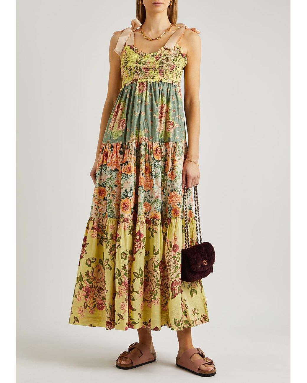 Free People Bluebell Floral-print Cotton Maxi Dress in Yellow | Lyst
