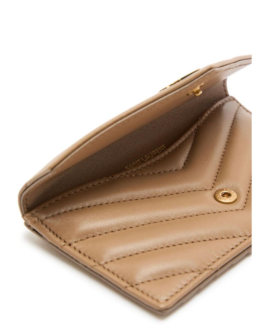 Saint Laurent Brown Cassandre Quilted Card Holder