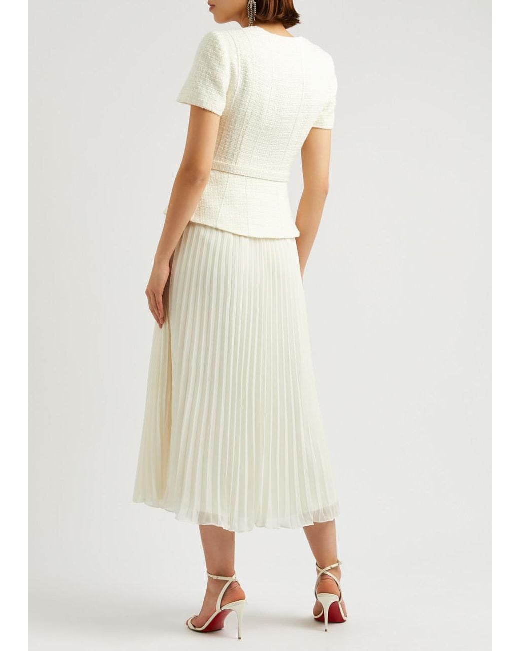 knee length dresses for ladies Self-Portrait - Cream Boucle Tailored Midi Dress main image 1
