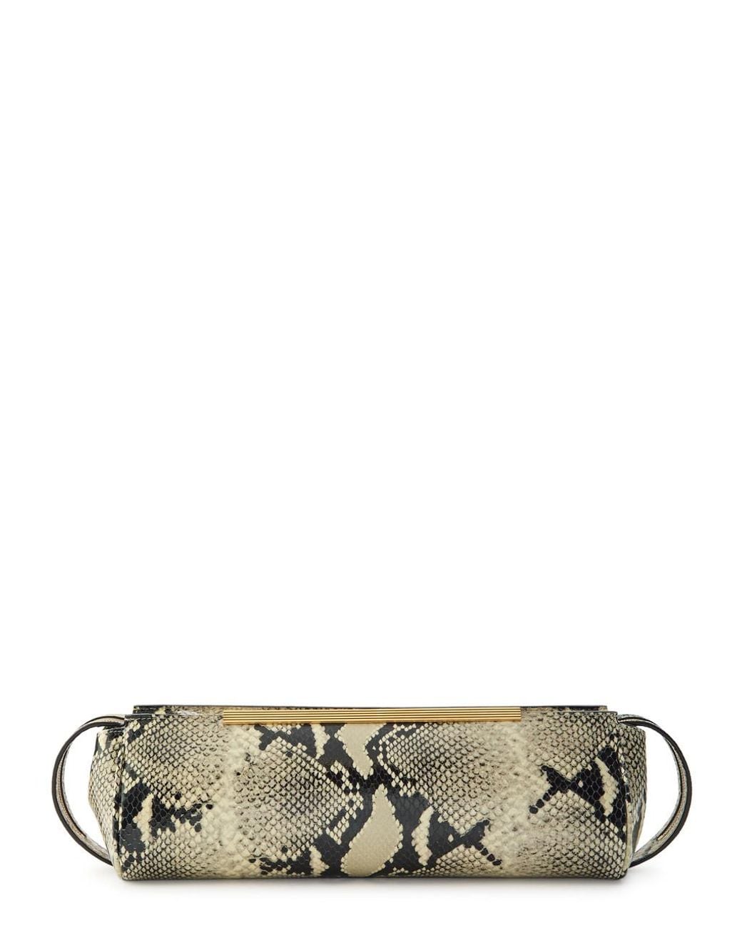 Khaite Natural Donna Snake-Effect Leather Clutch