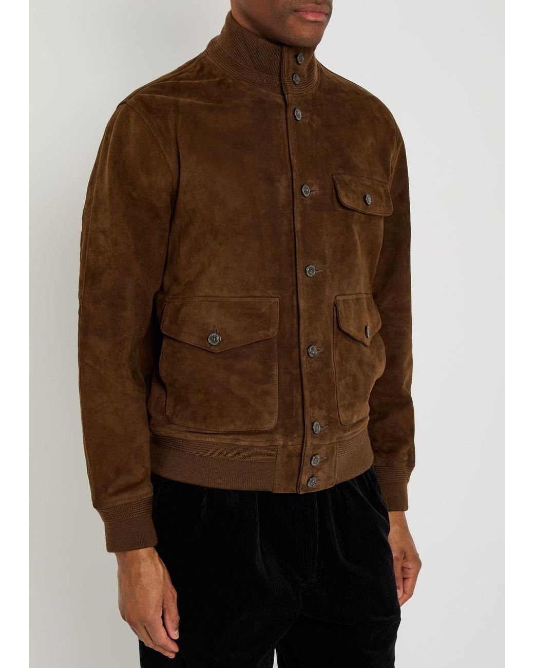 Polo Ralph Lauren Suede Lamb Leather Jacket in Brown for Men | Lyst