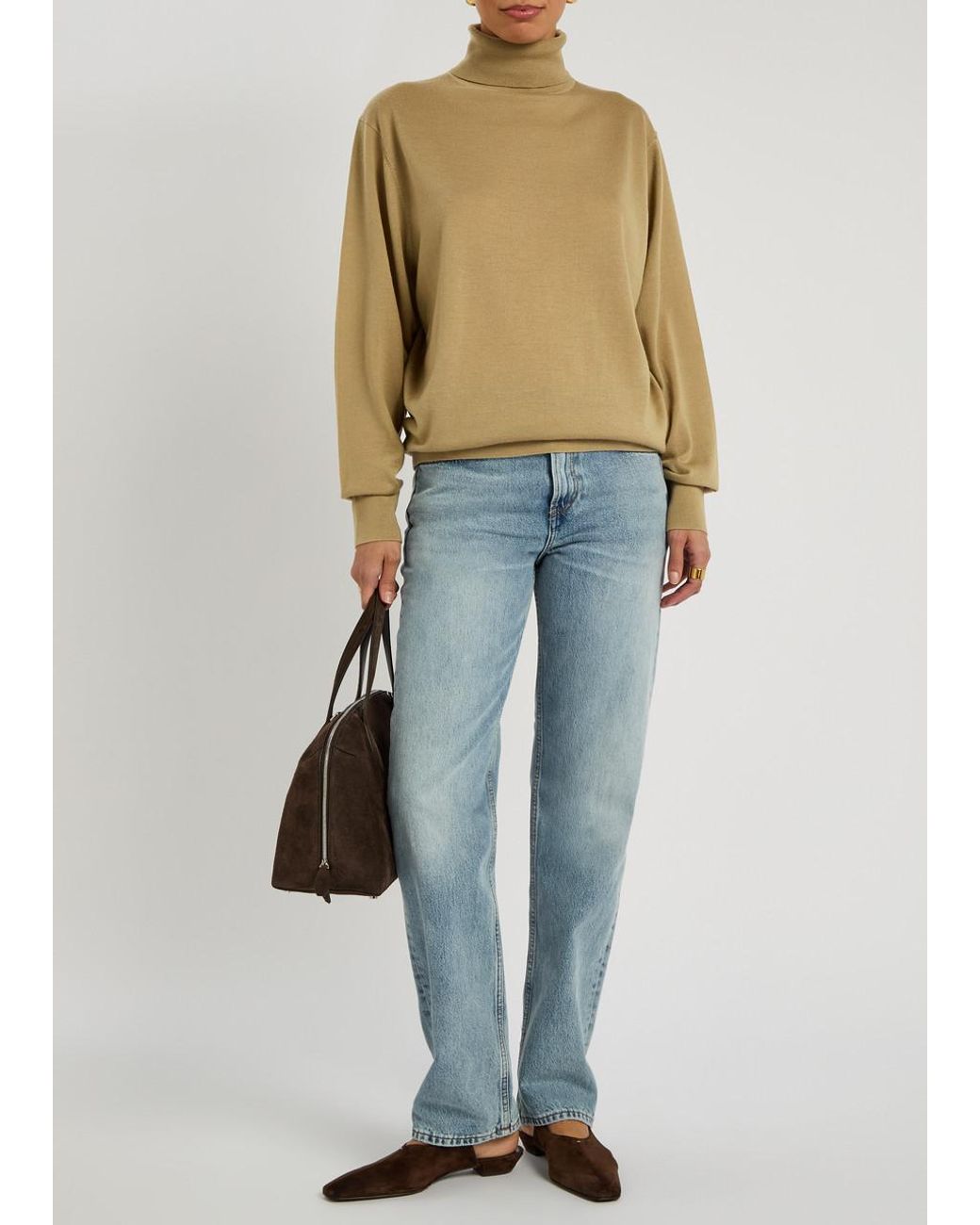 Totême  Natural Turtle-Neck Fine-Knit Wool Jumper