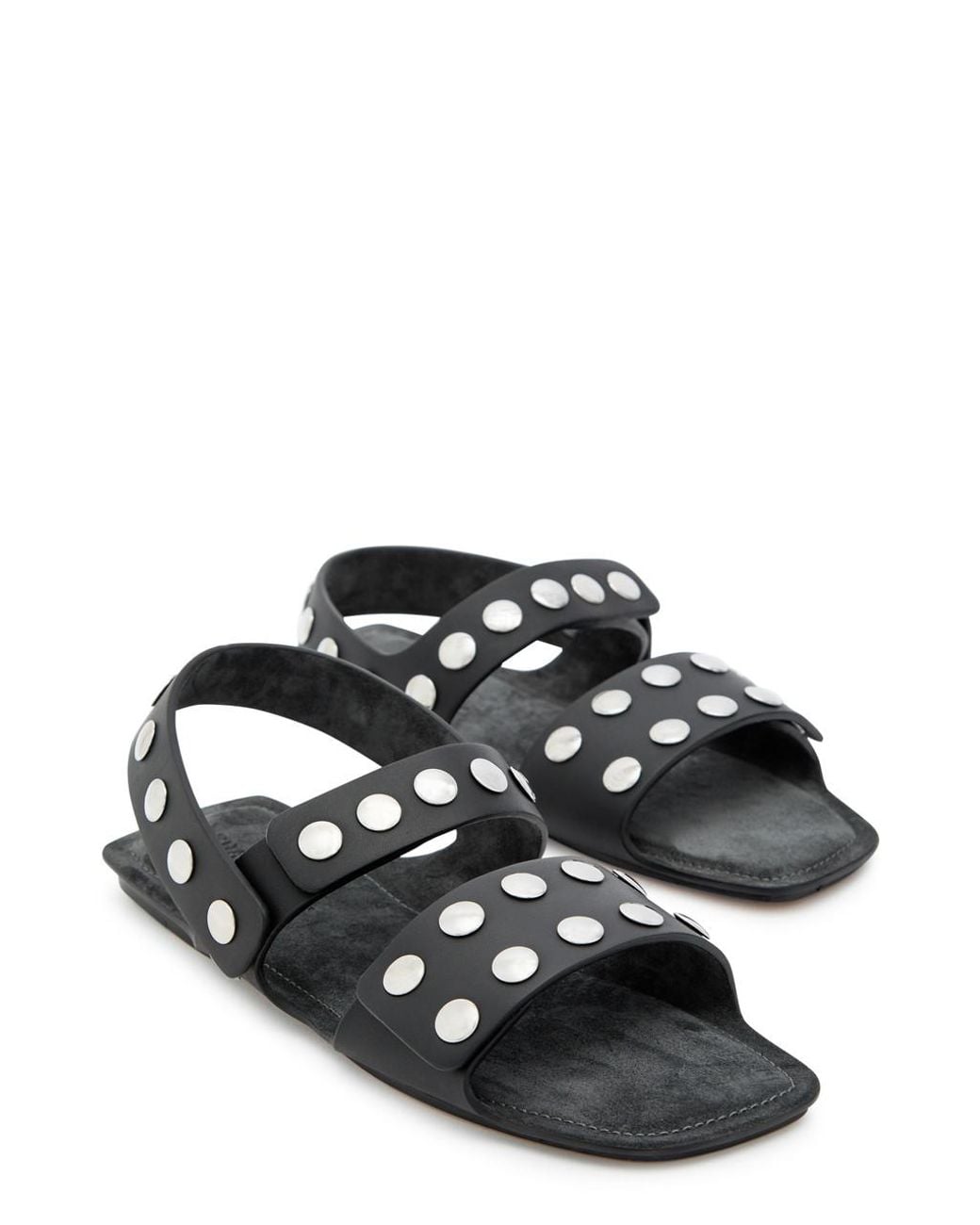 Khaite White Boden Studded Leather Sandals