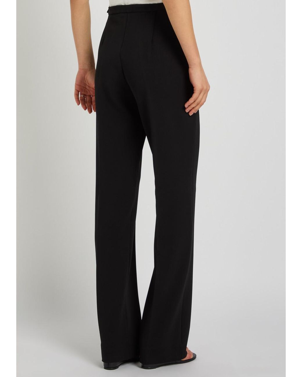 Another Tomorrow Black Straight-Leg Jersey Trousers