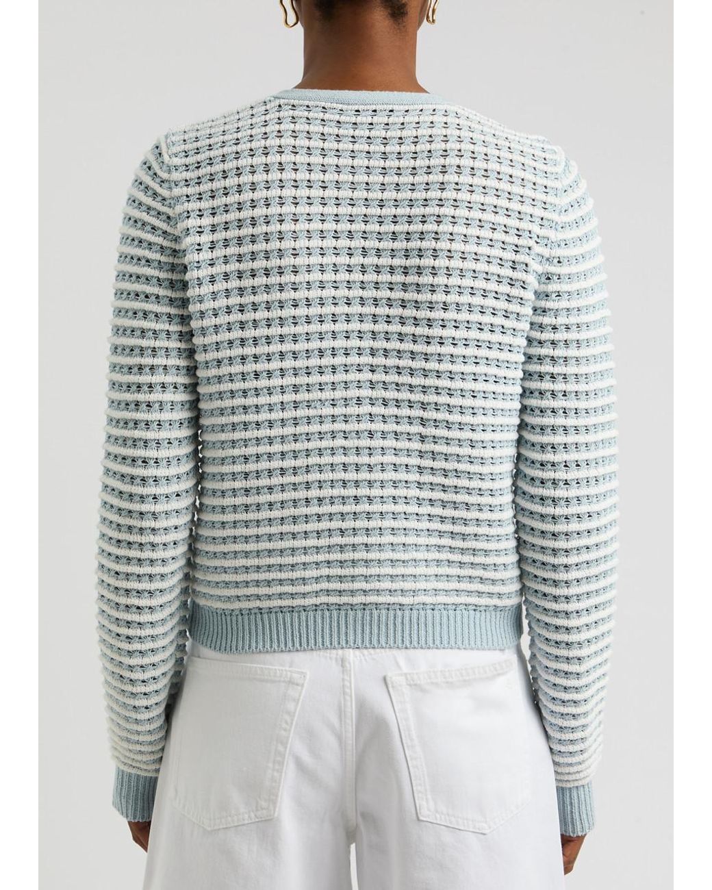 Rag & Bone Blue Marlee Striped Cotton-Blend Cardigan