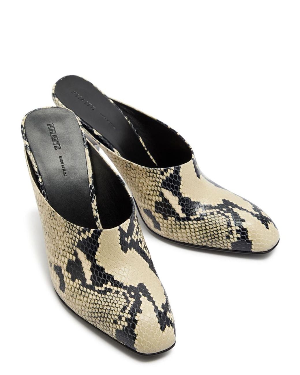 Khaite Metallic Colt 100 Python-Effect Leather Mules