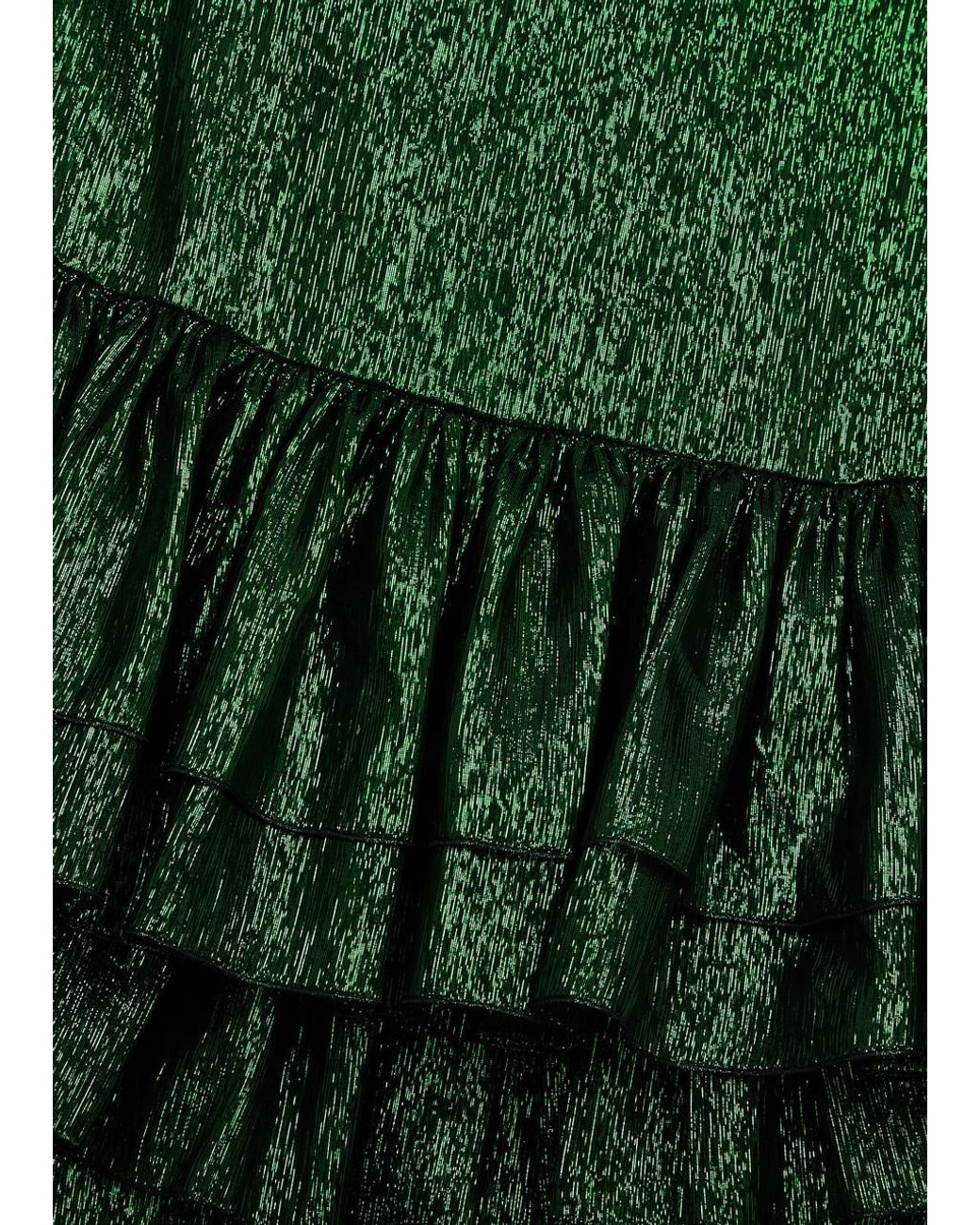 The Vampire's Wife The Falconetti Silk-Blend Lam Midi Dress in Green | Lyst