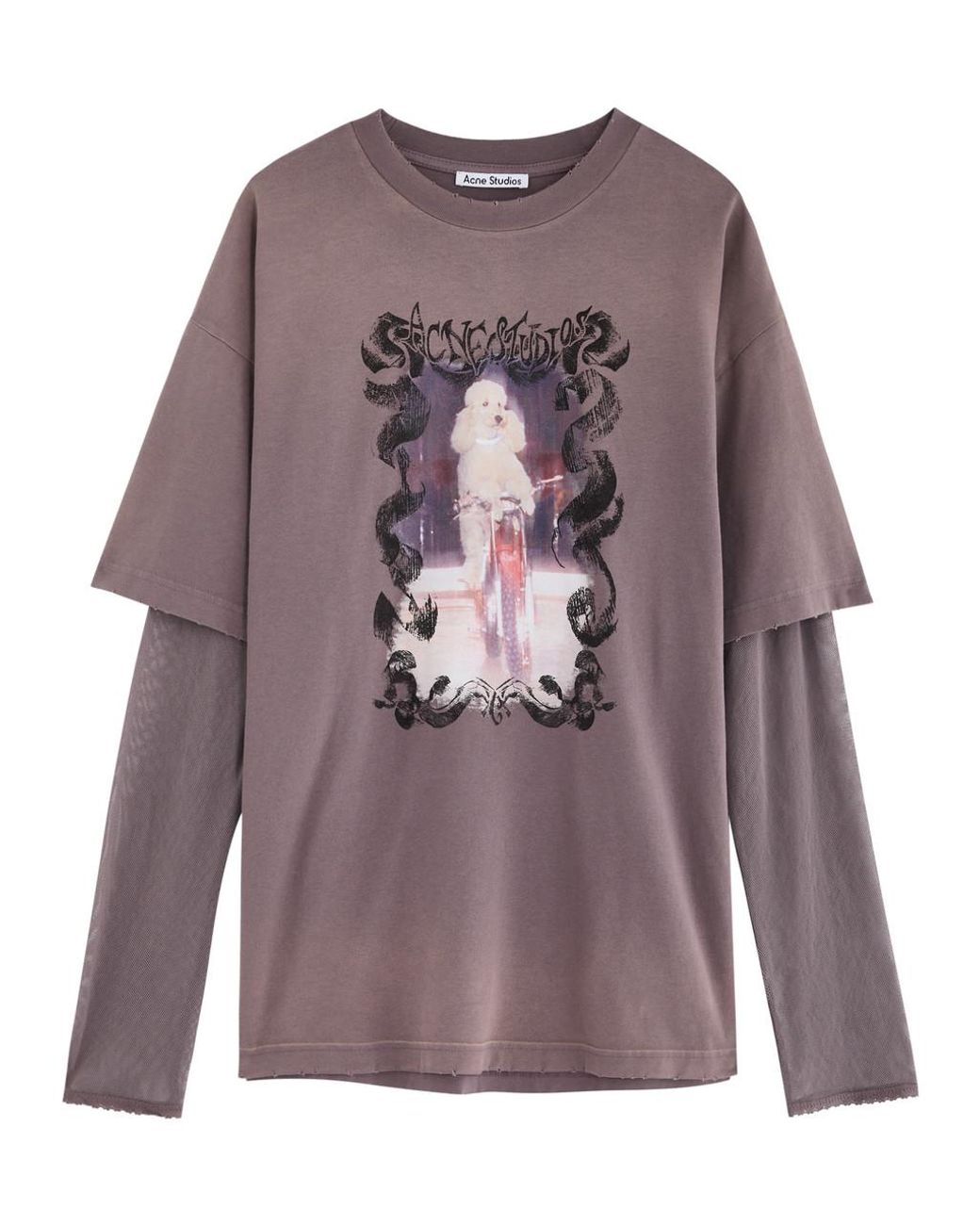 Tシャツ・カットソー Acne Studios Pink Violet Layered T-Shirt With Print Acne Studios - Layered print t-shirt - Violet pink