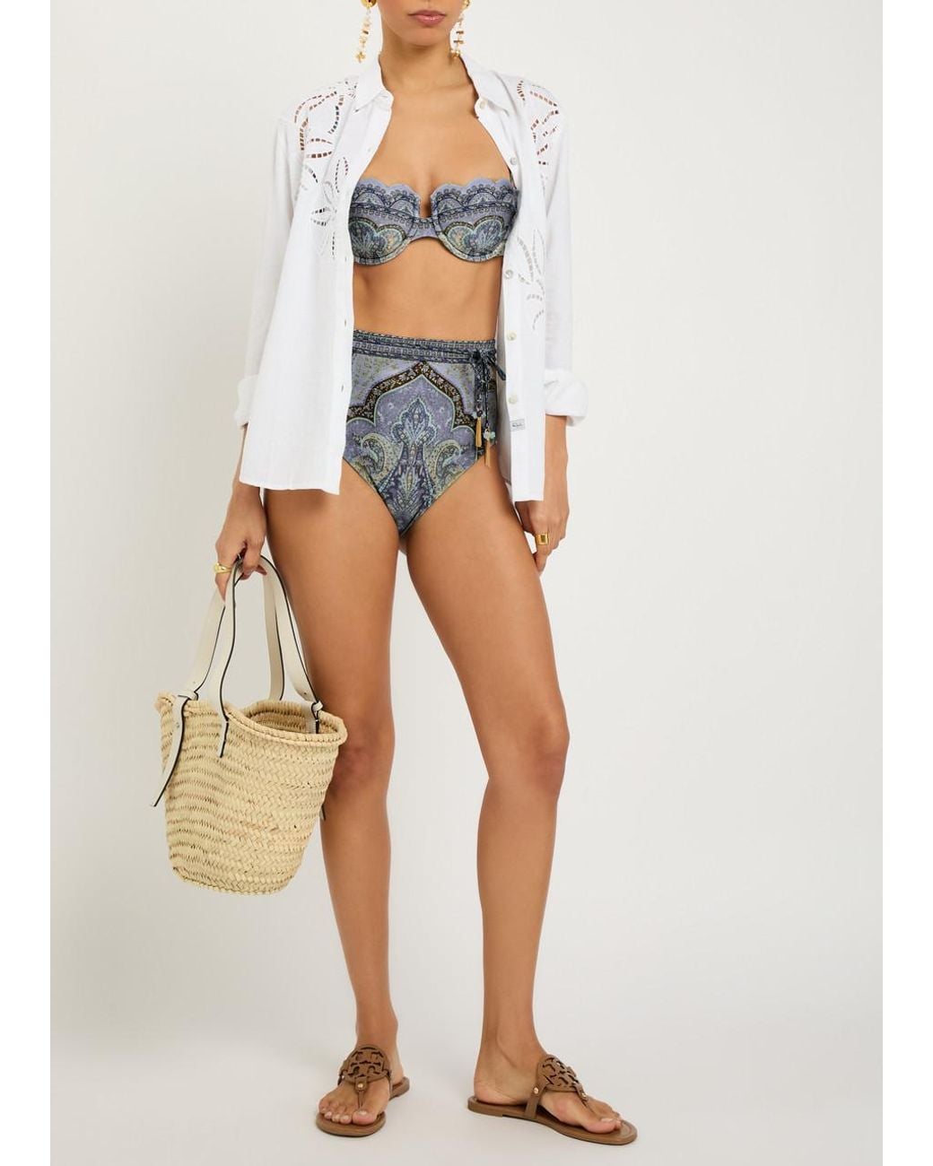 Zimmermann Blue Wanderlust Patterned Bikini Briefs