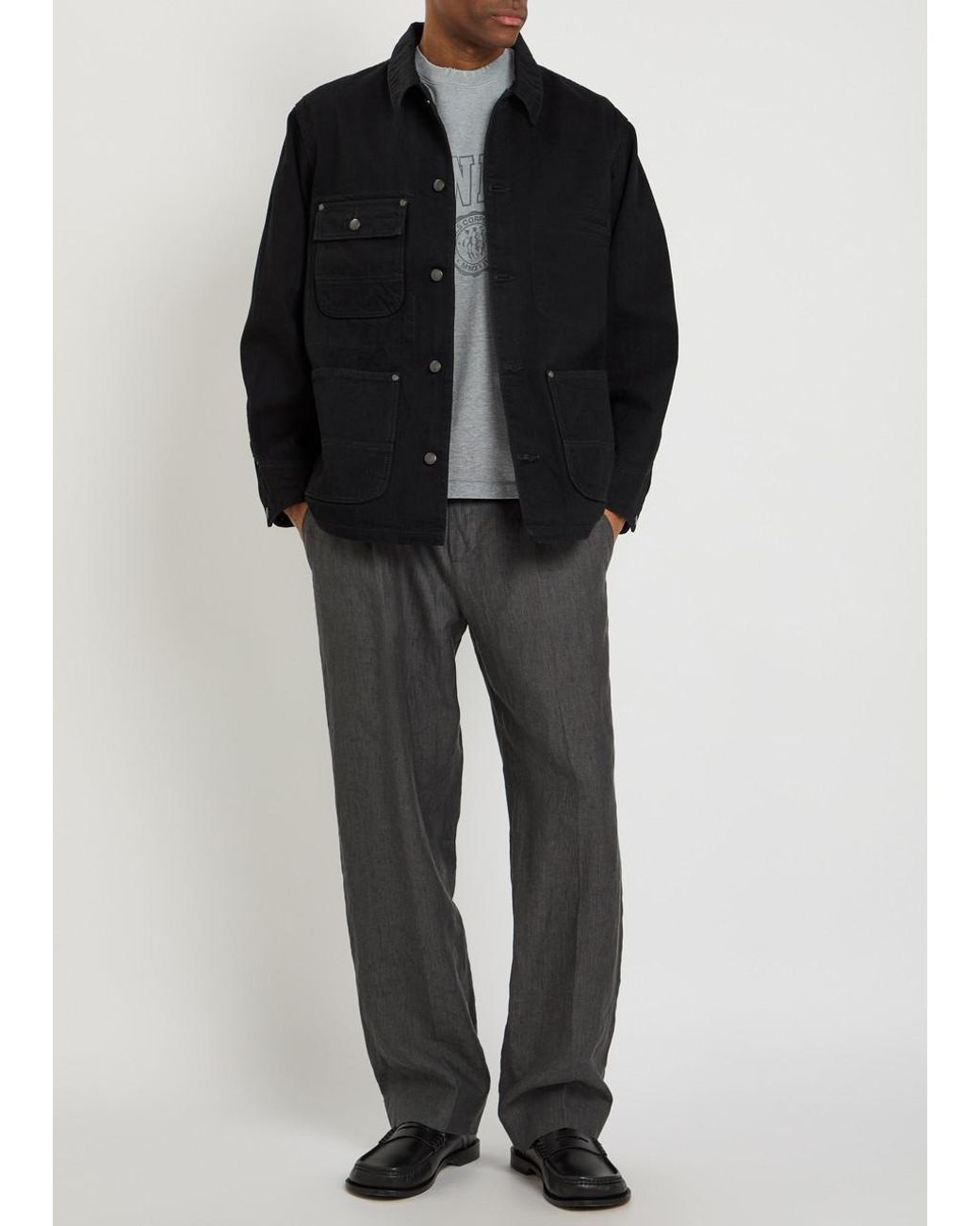 vowels Black Patch Pocket Denim Jacket for men