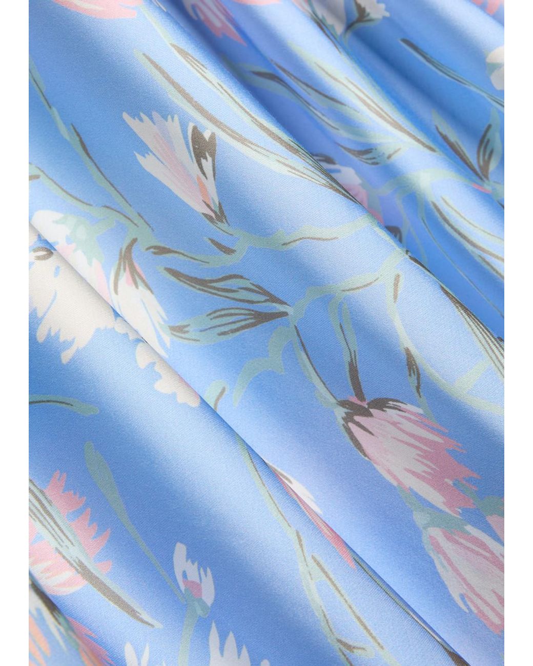 Rixo Blue Lysandra Floral-Print Satin Midi Dress