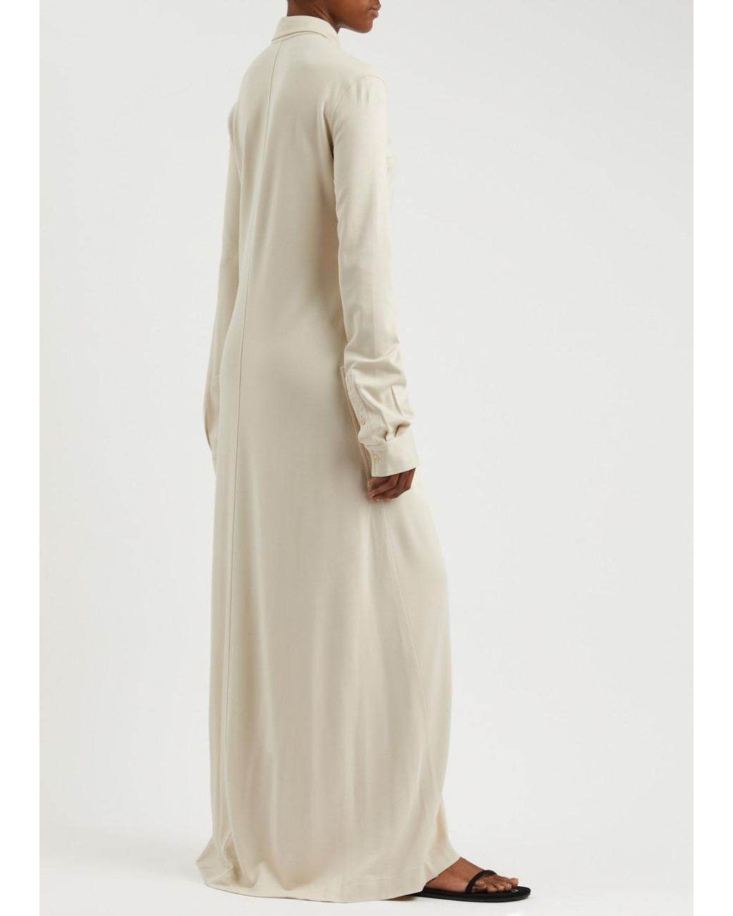 TOTEME Toteme Stretch-Jersey Maxi Shirt Dress in Natural | Lyst