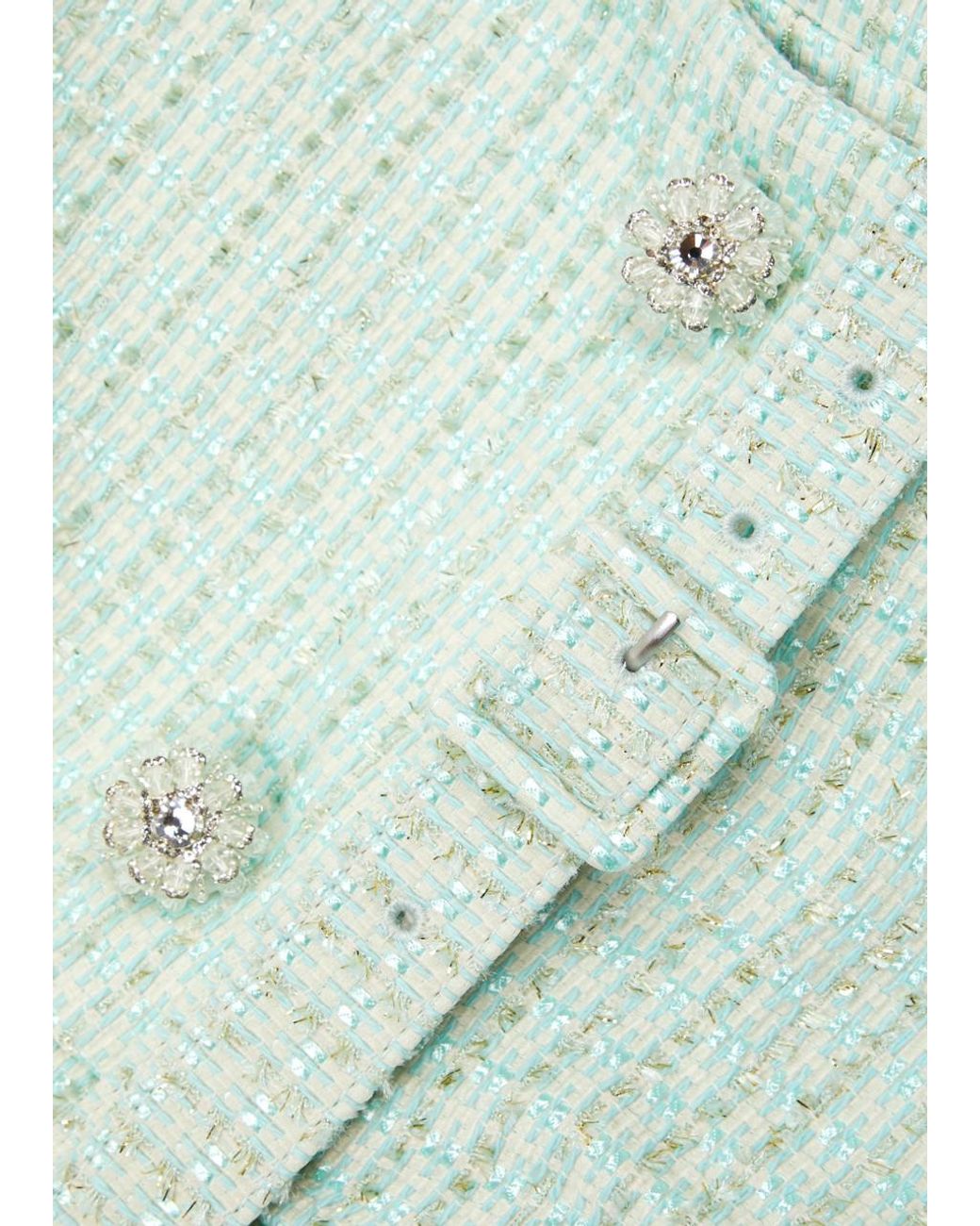 self portrait green boucle dress Green Boucle Gathered Mini Dress main image 0
