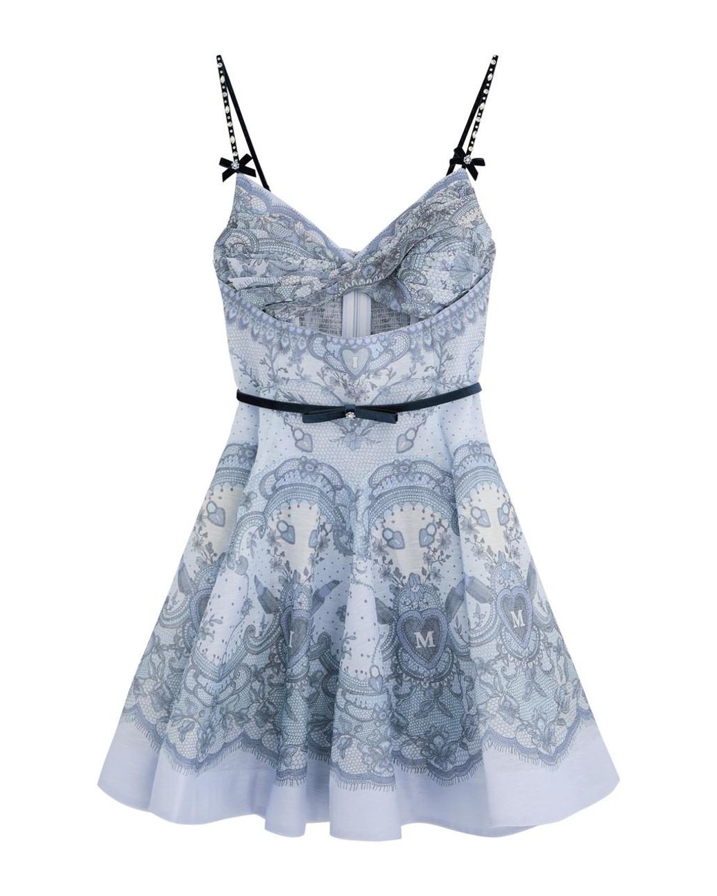 Zimmermann Crush Printed Linen-Blend Mini Dress in Blue | Lyst