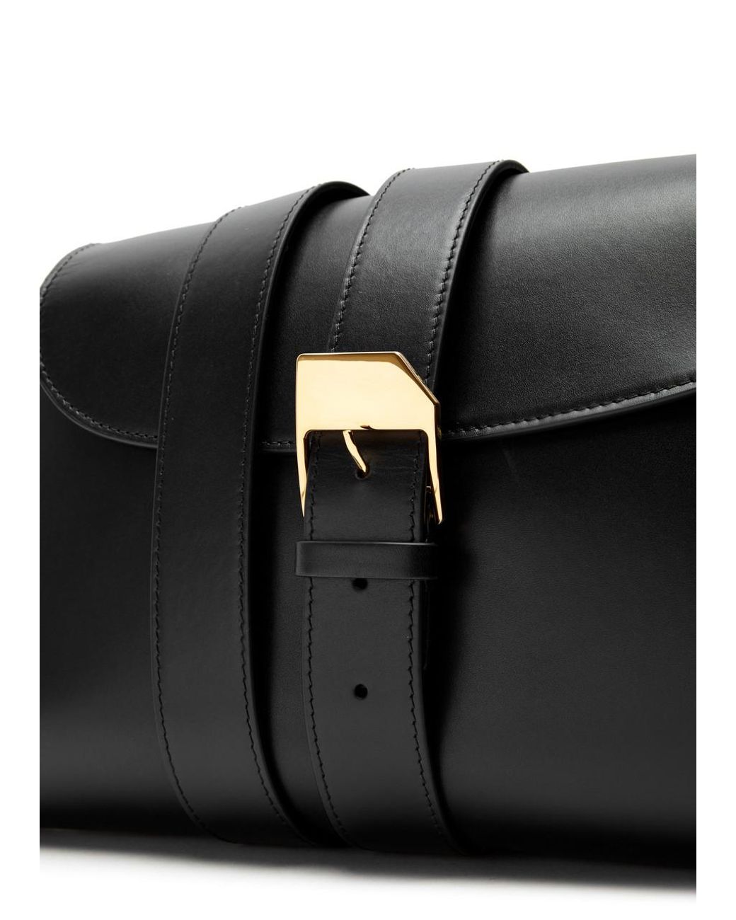 【The Row】Isla Bag in Leather ブラック THE ROW Isla Flap Clutch Bag in Leather - Bergdorf Goodman
