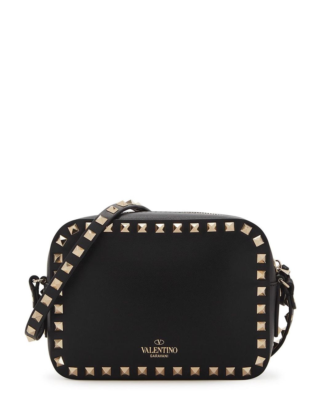 Valentino Rockstud Black Leather Cross-body Bag - Lyst
