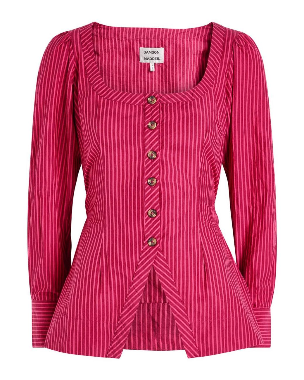 Damson Madder Red Clare Striped Cotton Blouse