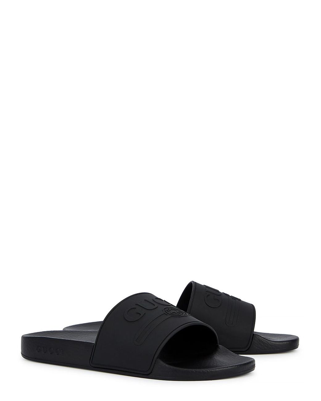 Gucci Pursuit Black Rubber Sliders for Men - Lyst