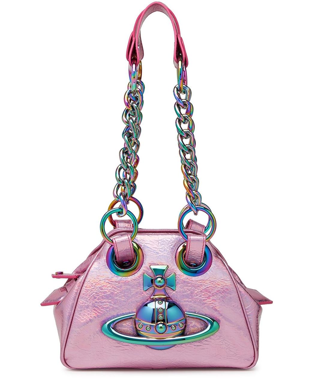 Vivienne Westwood Archive Iridescent Vegan Leather Shoulder Bag in Pink
