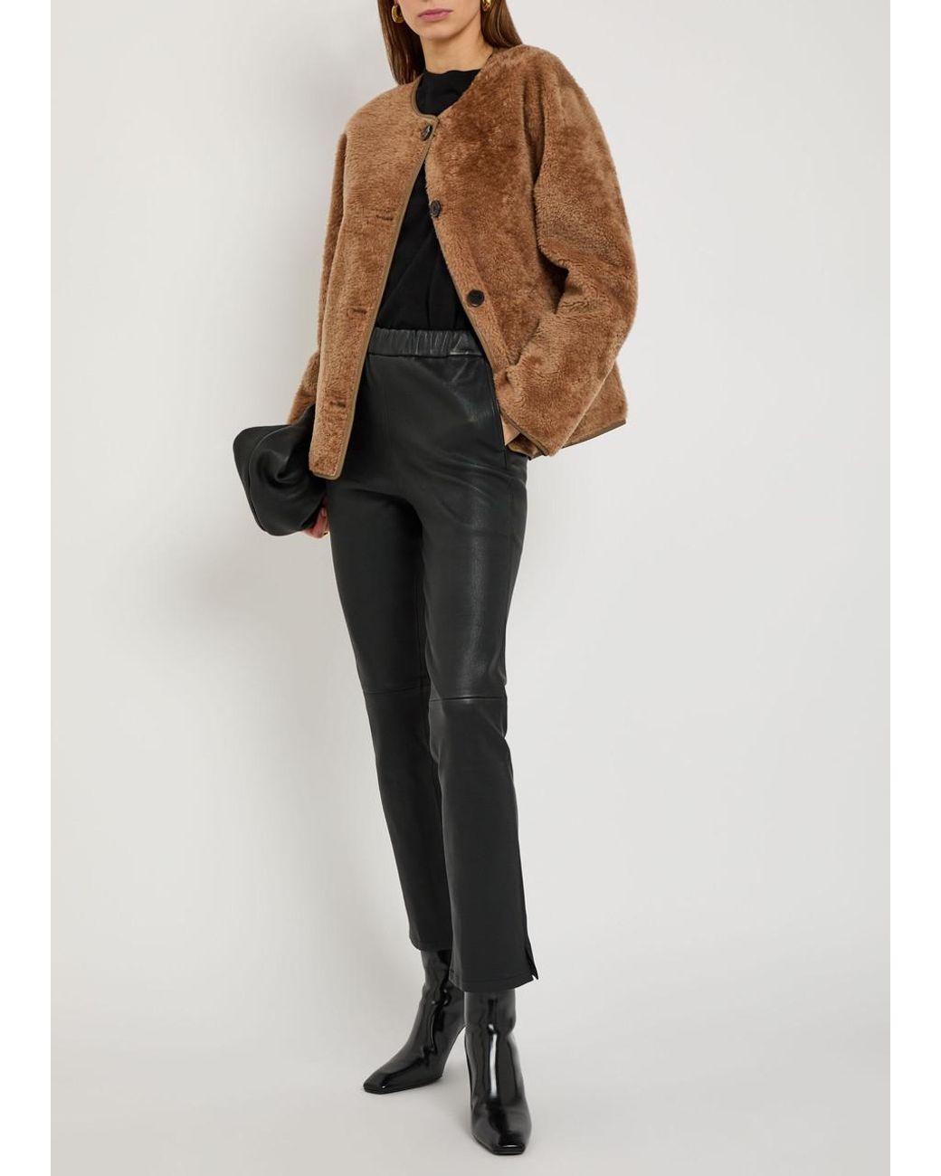 Arma Black Kamilla Slim-Leg Leather Trousers