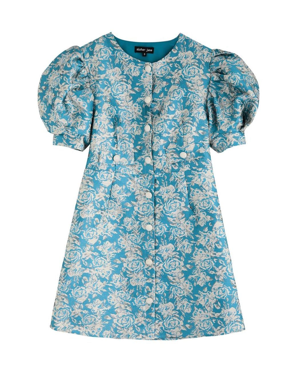 Sister Jane Sapphire Floral-Brocade Mini Dress in Blue | Lyst