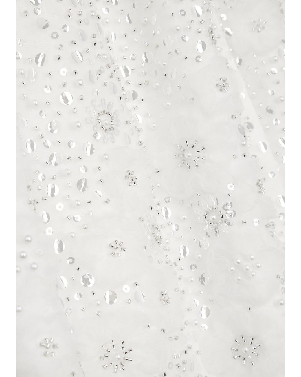Self-Portrait Sequin And Bead-embellished Tulle Mini Dress in White | Lyst