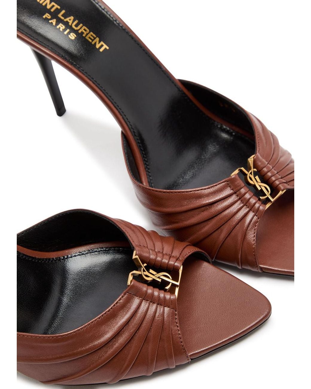 Saint Laurent Brown Babylone 90 Leather Sandals