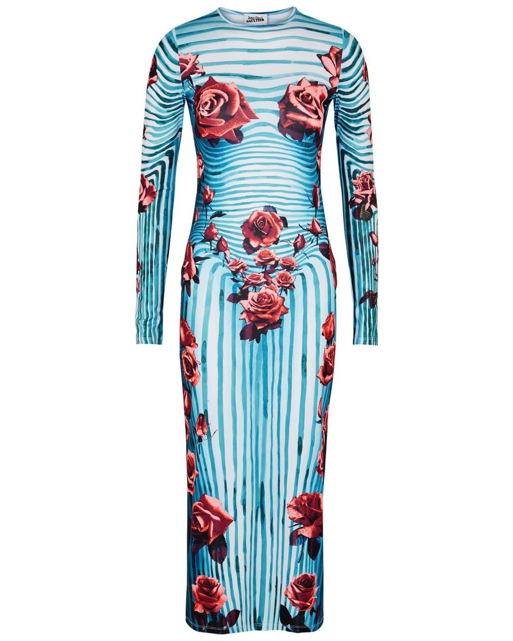 Jean Paul Gaultier Flower-Print Slim-Fit Stretch-Woven Maxi Dress in Blue |  Lyst
