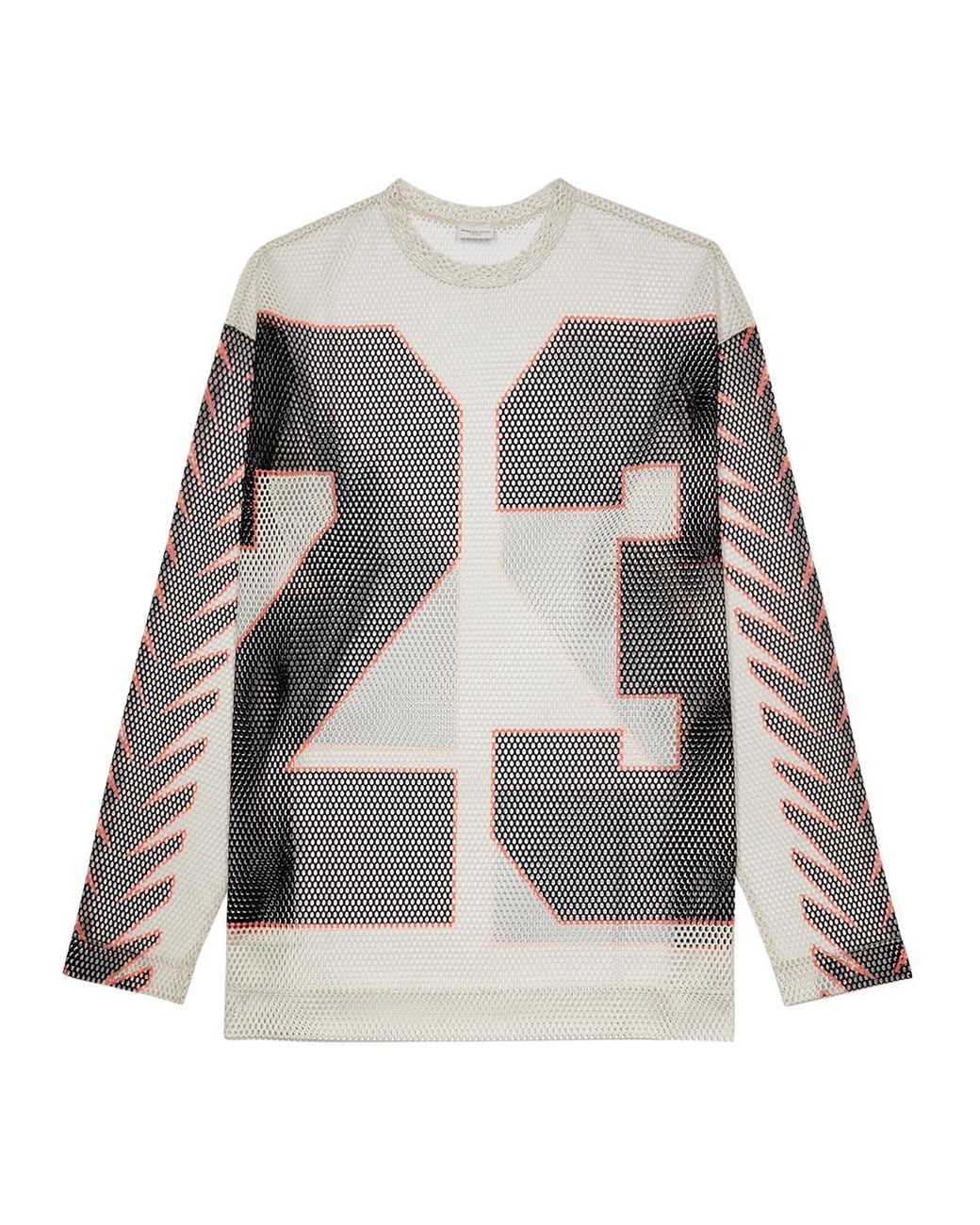 Dries Van Noten Hegland Printed Mesh Top in Grey for Men Dries Van Noten Hegland Printed Mesh Top in Grey for Men