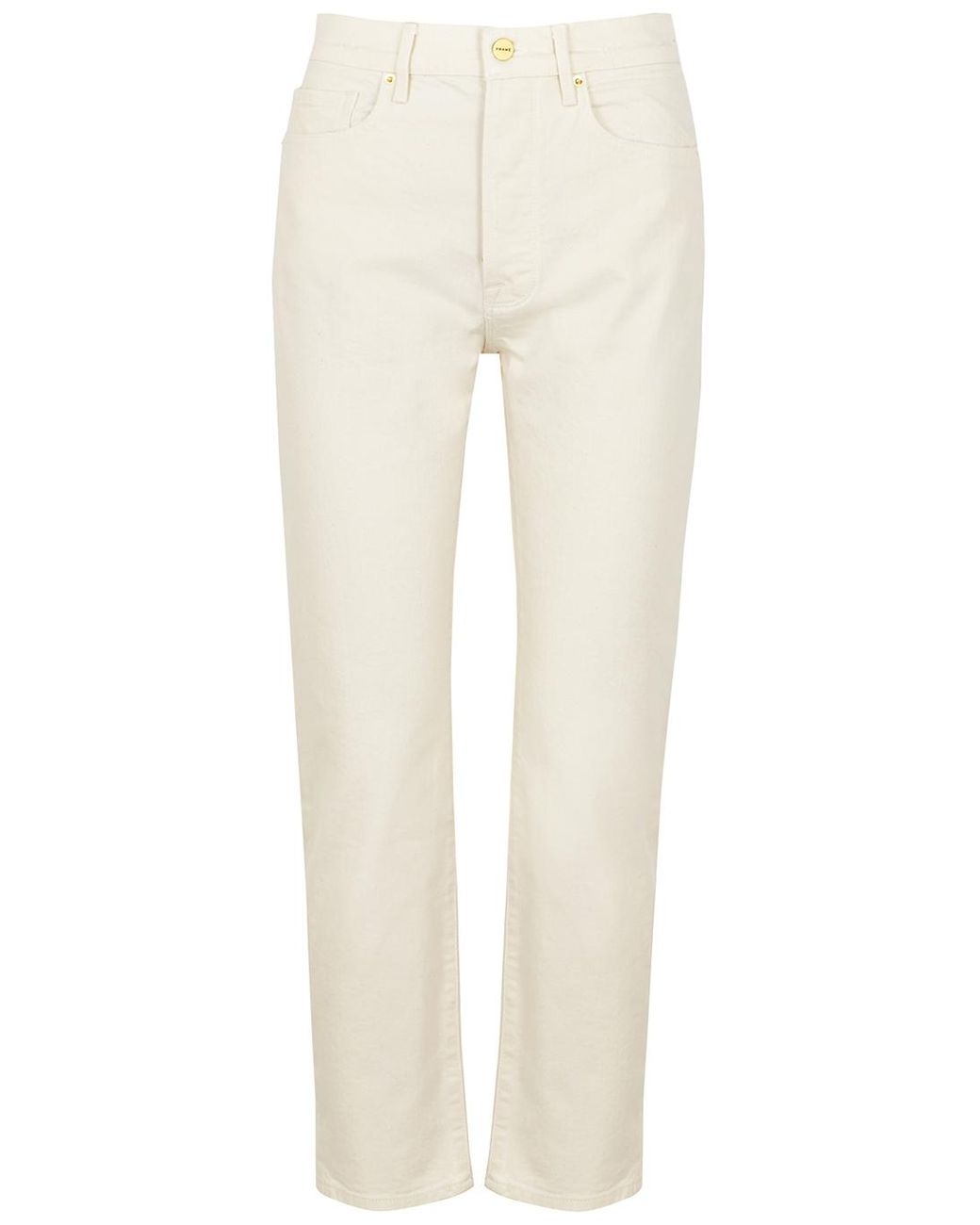 FRAME Le Original Cream Straight-leg Jeans in White | Lyst