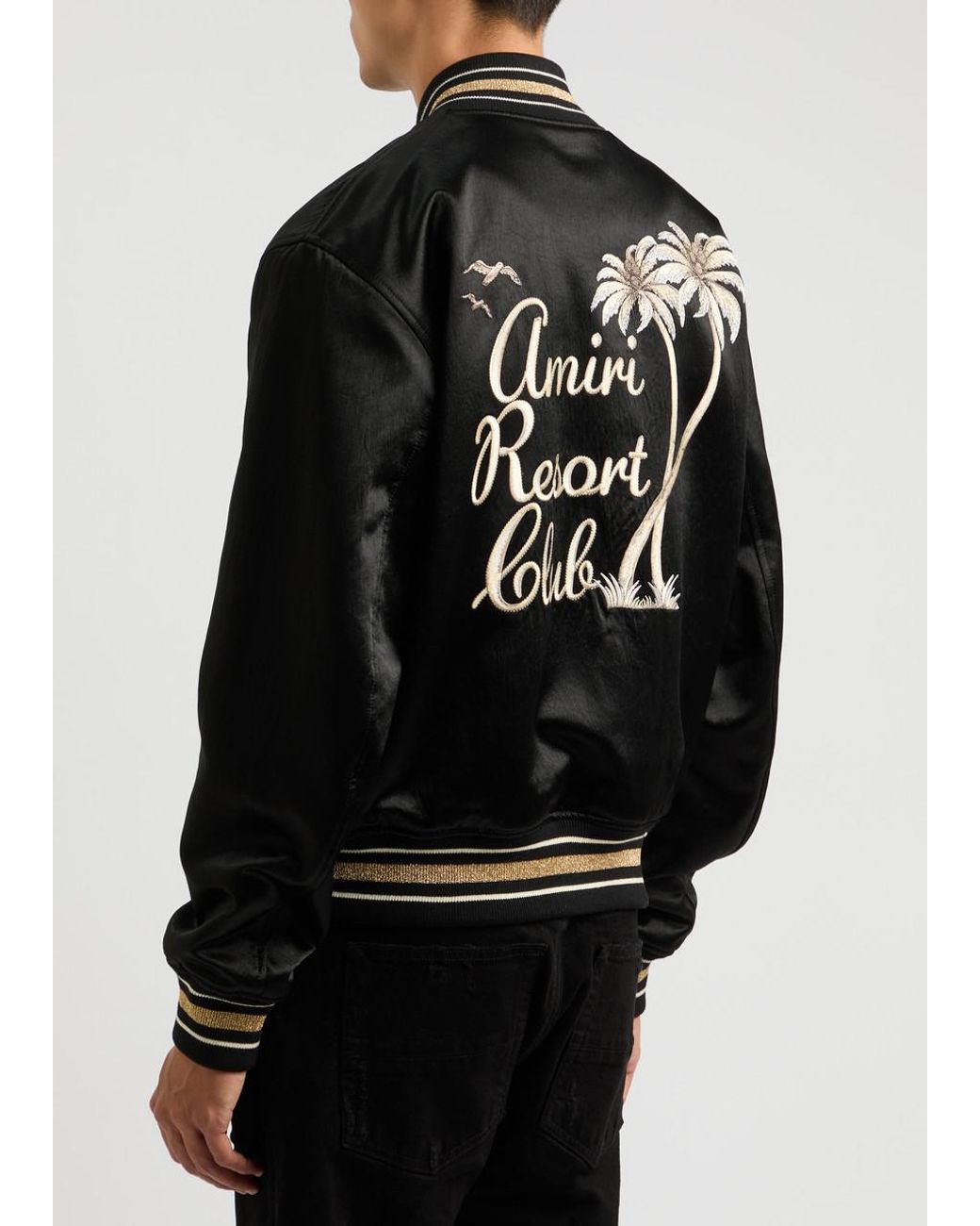 Amiri Resort Club Embroidered Satin Bomber Jacket in Black for Men Lyst UK