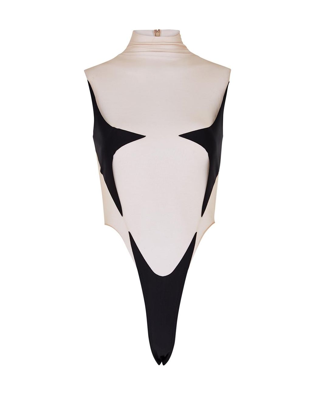 Mugler Panelled Stretchtulle Bodysuit in White Lyst