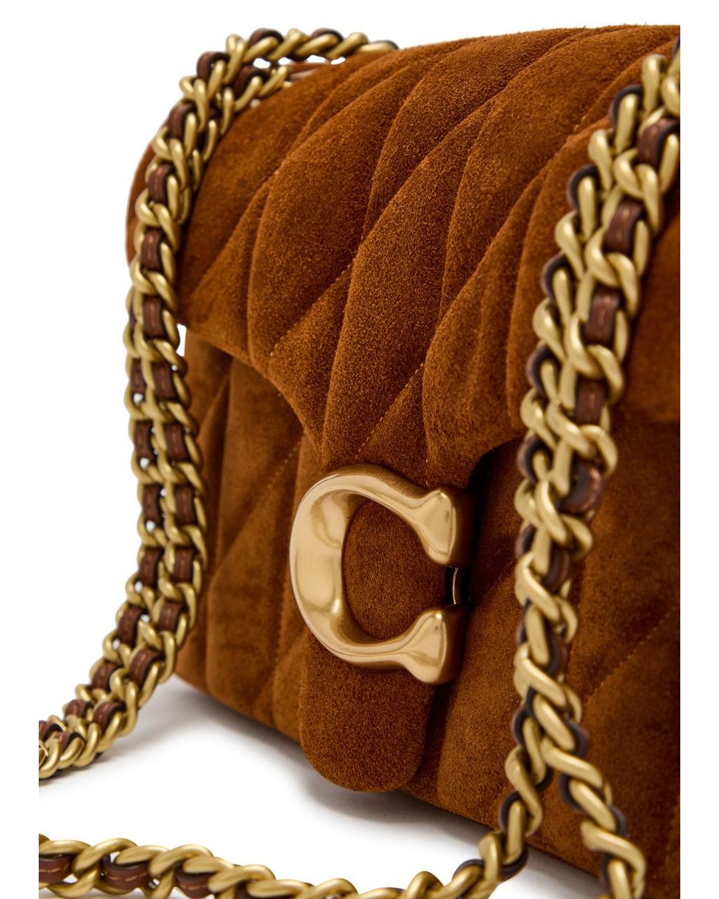 COACH Brown Tabby 26 Quilted Suede Shoulder Bag