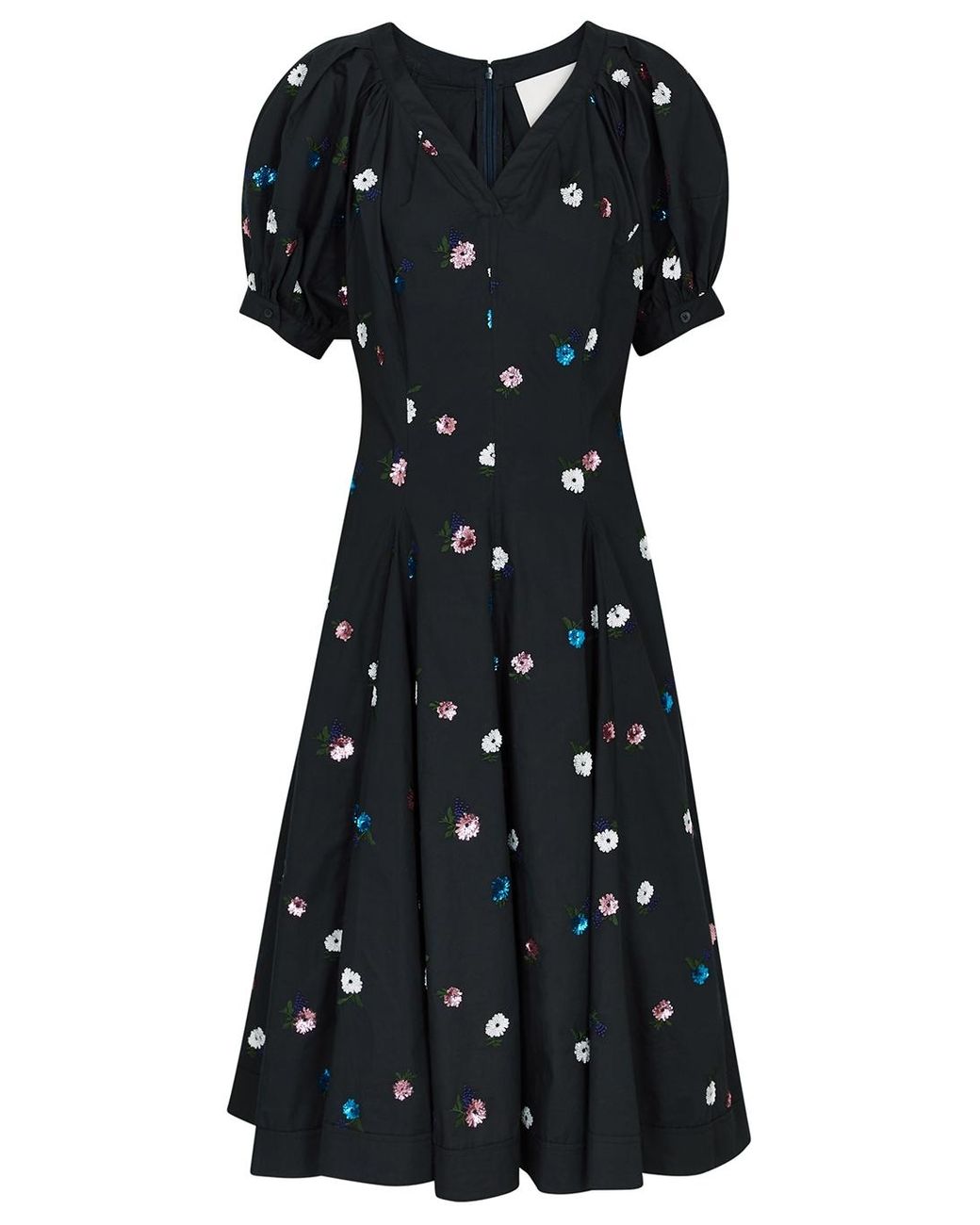 3.1 Phillip Lim Floral-embellished Cotton-poplin Midi Dress in