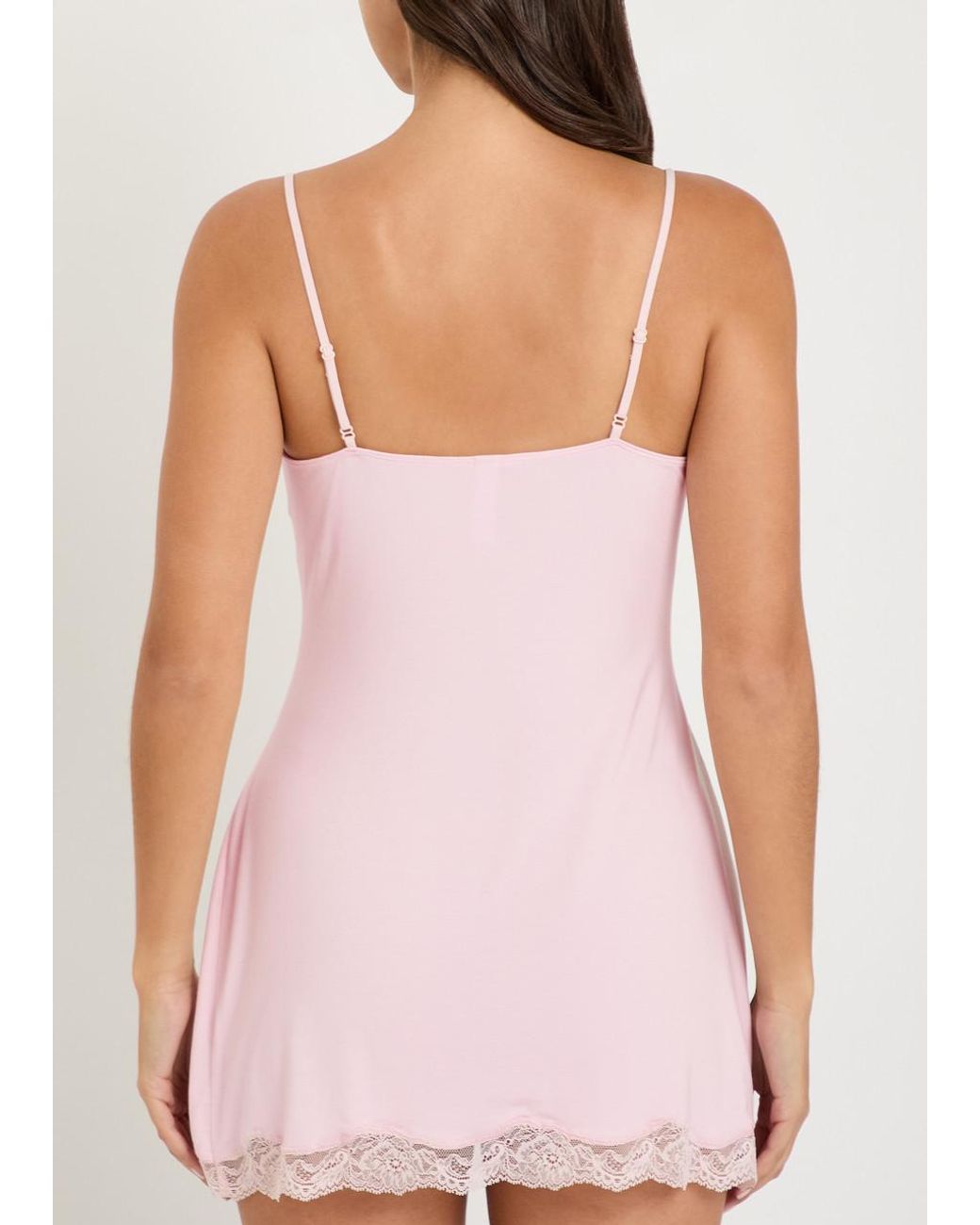 Skims Pink Lace-Trim Stretch-Modal Mini Dress