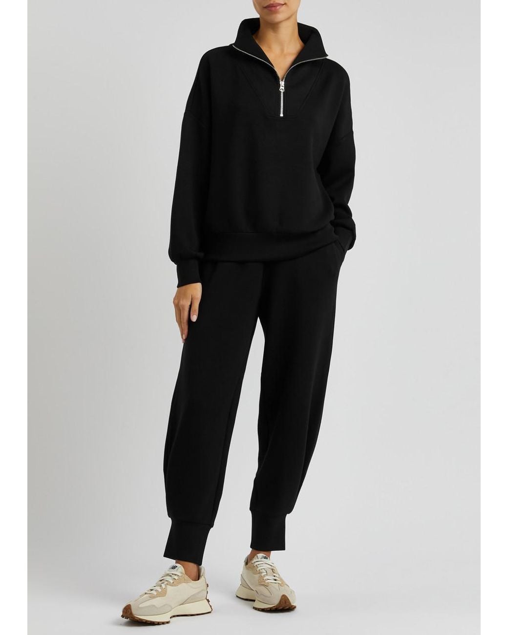 Varley Black Hawley Half-zip Stretch-jersey Sweatshirt