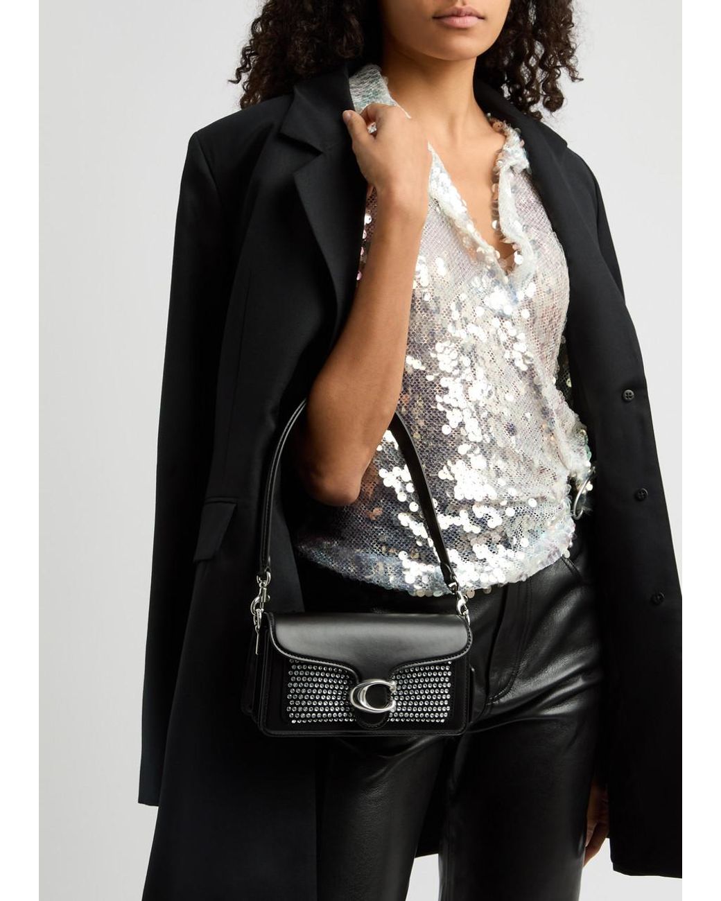 COACH Tabby 20 Crystal Embellished Leather Cross Body Bag in Black Lyst UK