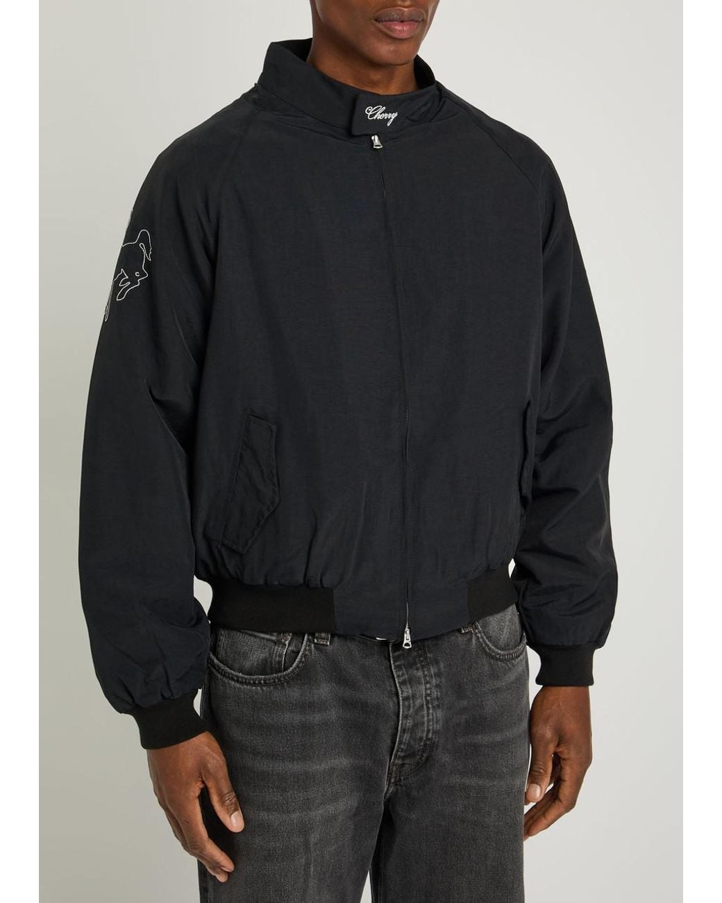 CHERRY LA Black Championship Embroidered Shell Jacket for men