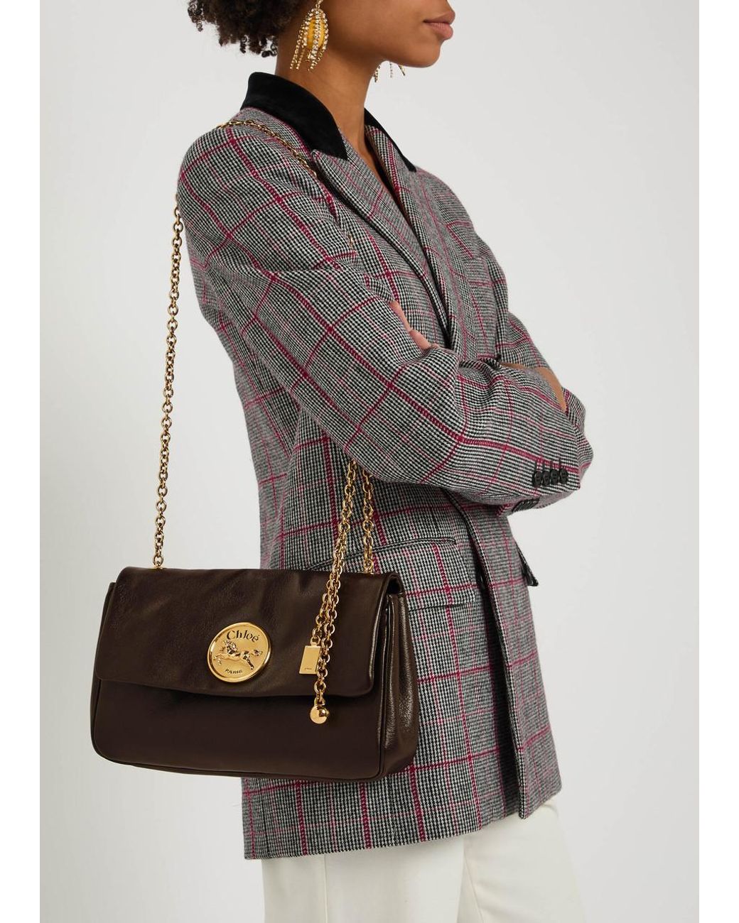 Chloé Gray Heritage Leather Shoulder Bag