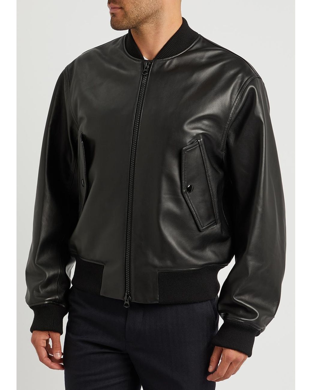 Dries Van Noten Lanvers Leather Bomber Jacket in Black for Dries Van Noten Lanvers Leather Bomber Jacket in Black for