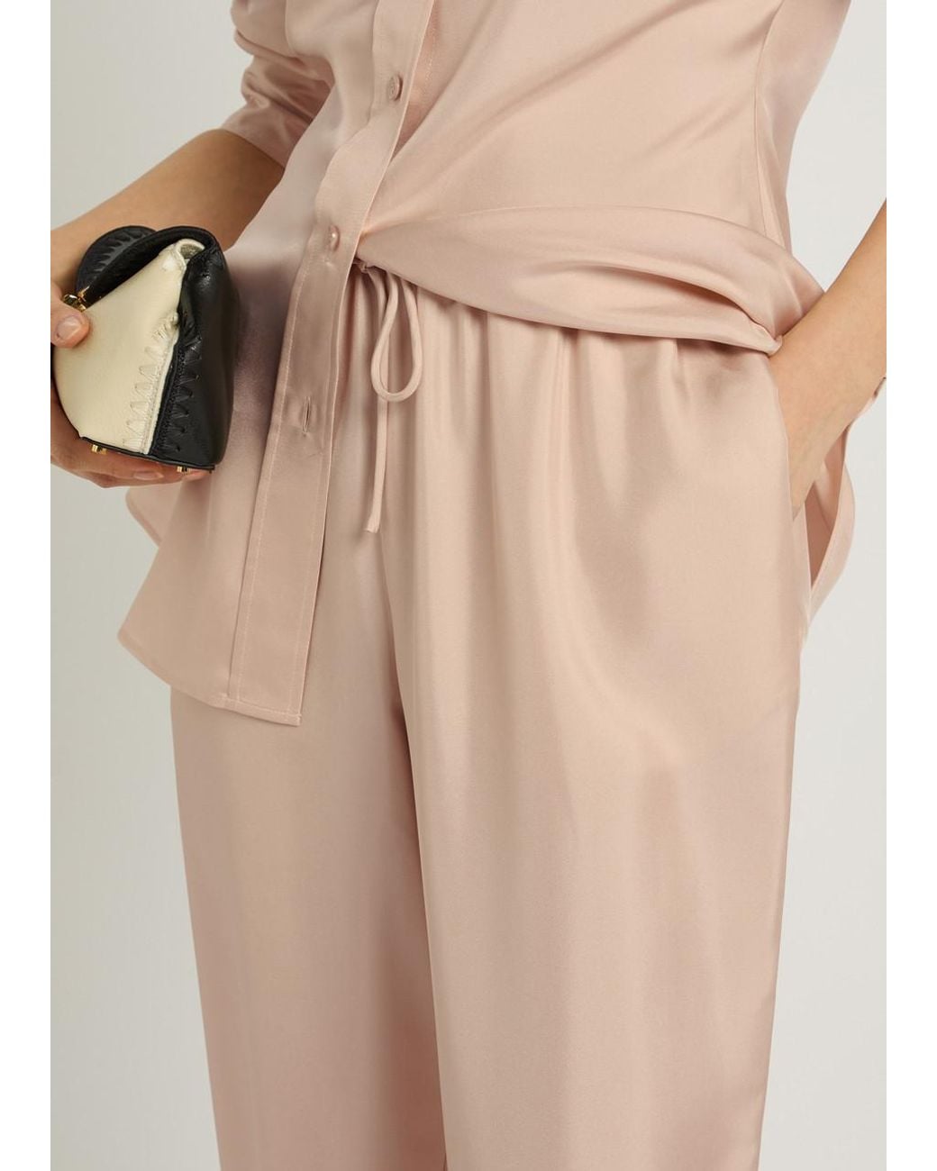 Rohe Natural Drawstring Straight-Leg Silk Trousers