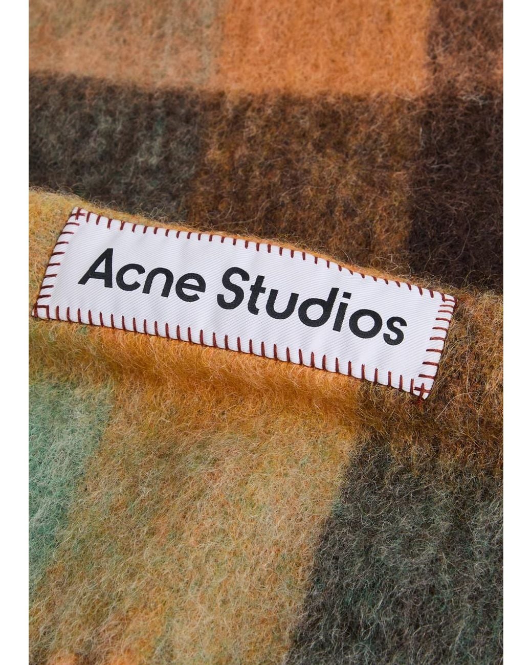 Acne Brown Vally Checked Wool-Blend Scarf
